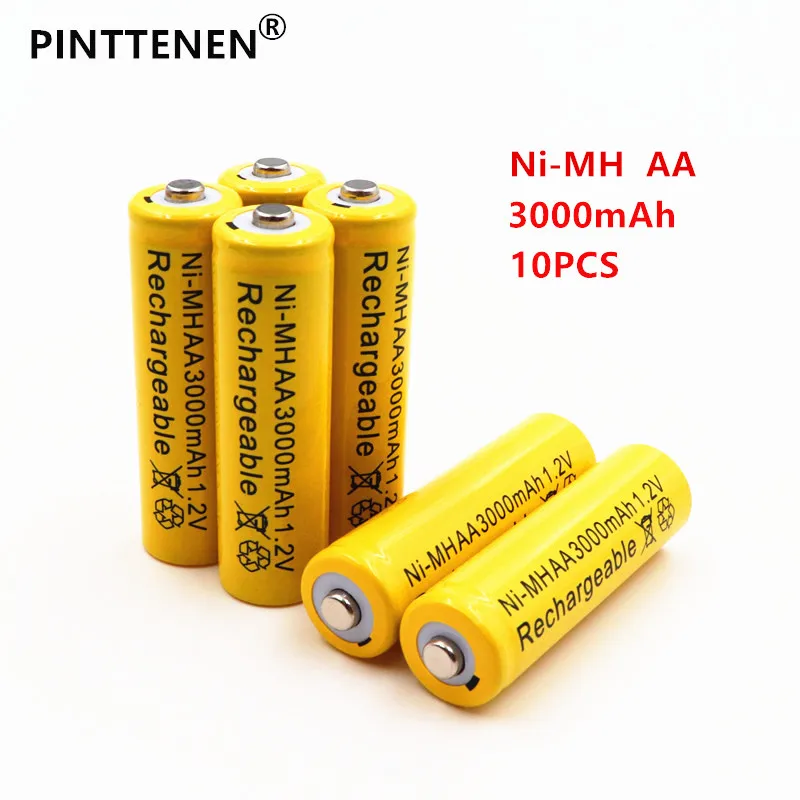 10 шт. PINTTENEN желтый батарейки АА 3000 мАч перезаряжаемый аккумулятор Ni MH 1 2 Вольт