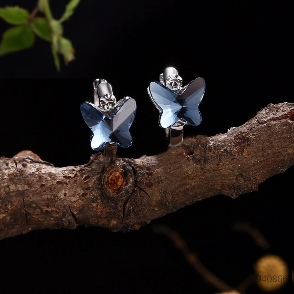 Серьги-гвоздики LEKANI с кристаллами SWAROVSKI, с милым бантом, пирсинг, S925 серебро, хорошее ювелирное изделие для женщин, подарки
