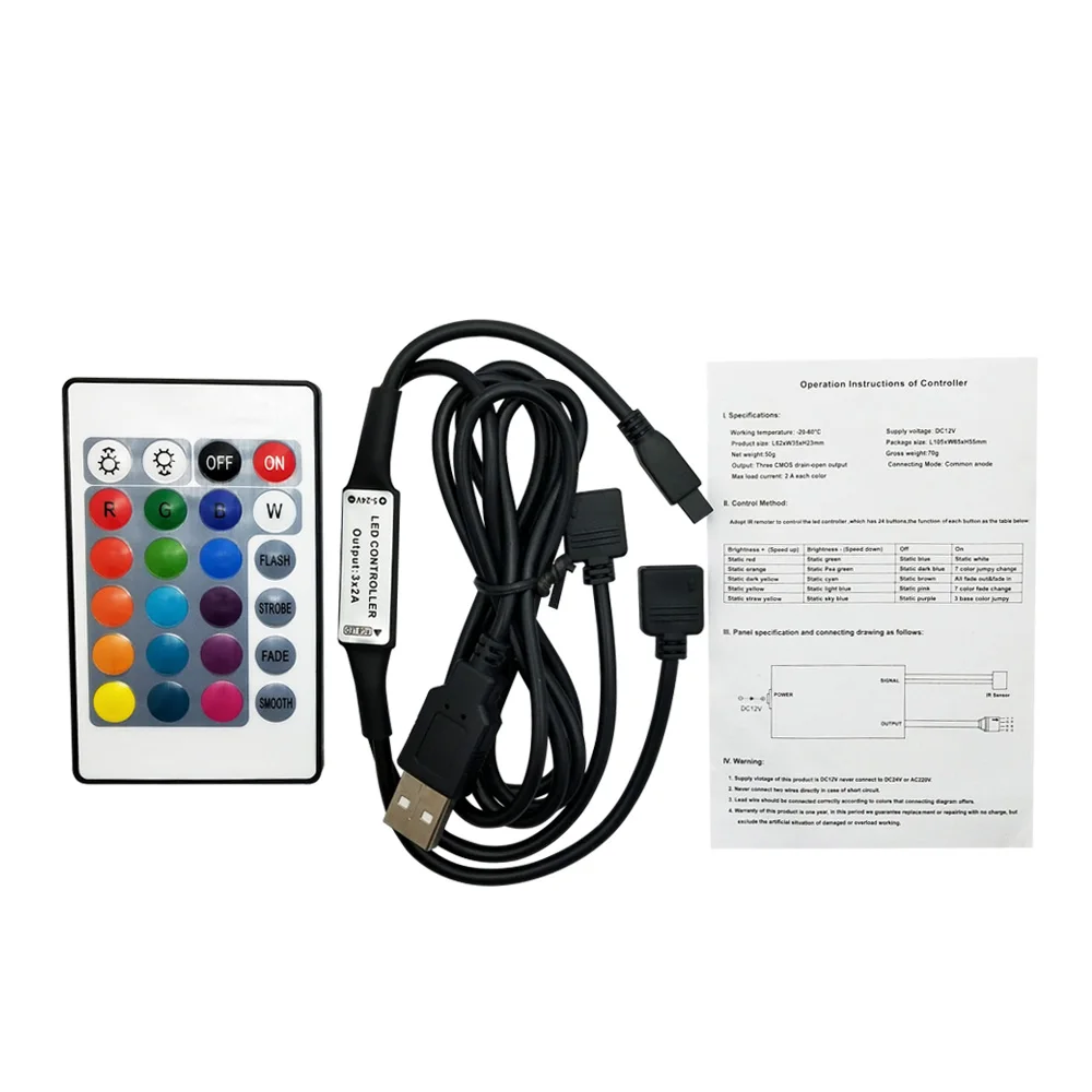 RGB контроллер для постоянного тока 5 в 12 В 24 в USB Светодиодная лента 24 ключа ИК-пульт дистанционного управления светодиодный контроллер для домашнего ТВ украшения