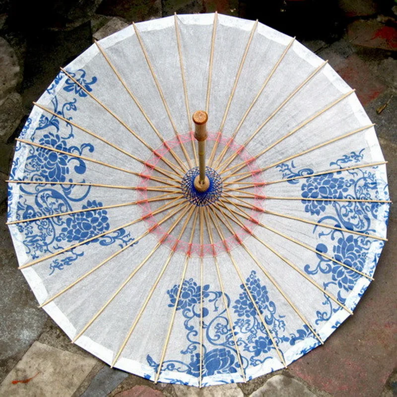 JPY Китайский Синий и белый бумага имитирующая фарфор зонтик японский стиль