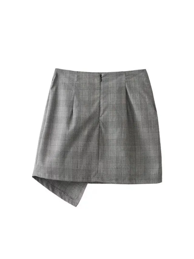 2016 Для женщин Европейский Стиль бантом клетчатая юбка Мода Line Асимметричные юбки