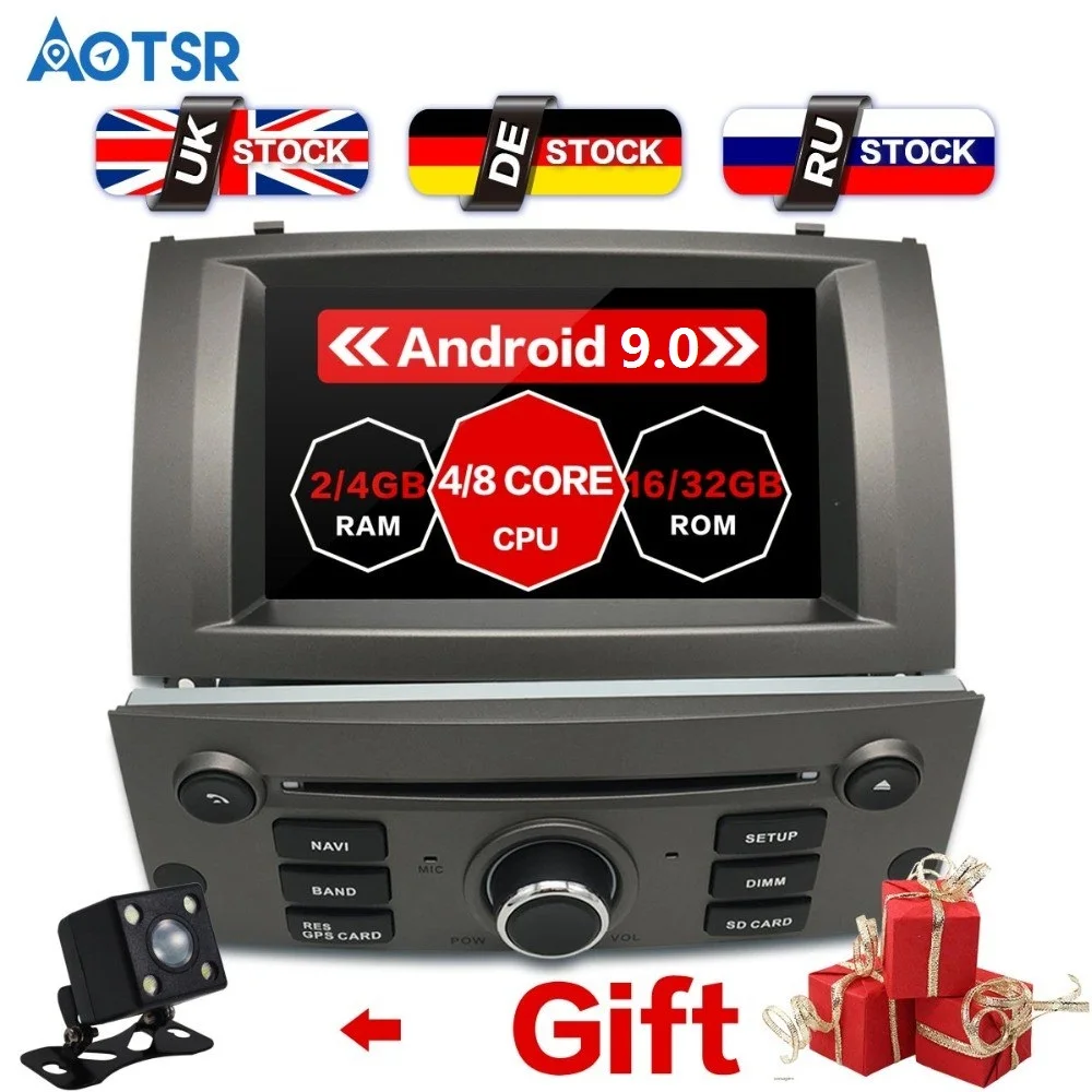 7 дюймов Android 9,0 4+ 64 ГБ Автомобильный dvd-плеер gps навигация для peugeot 407 2004-2010 радио мультимедиа Satnav головное устройство стерео Wifi