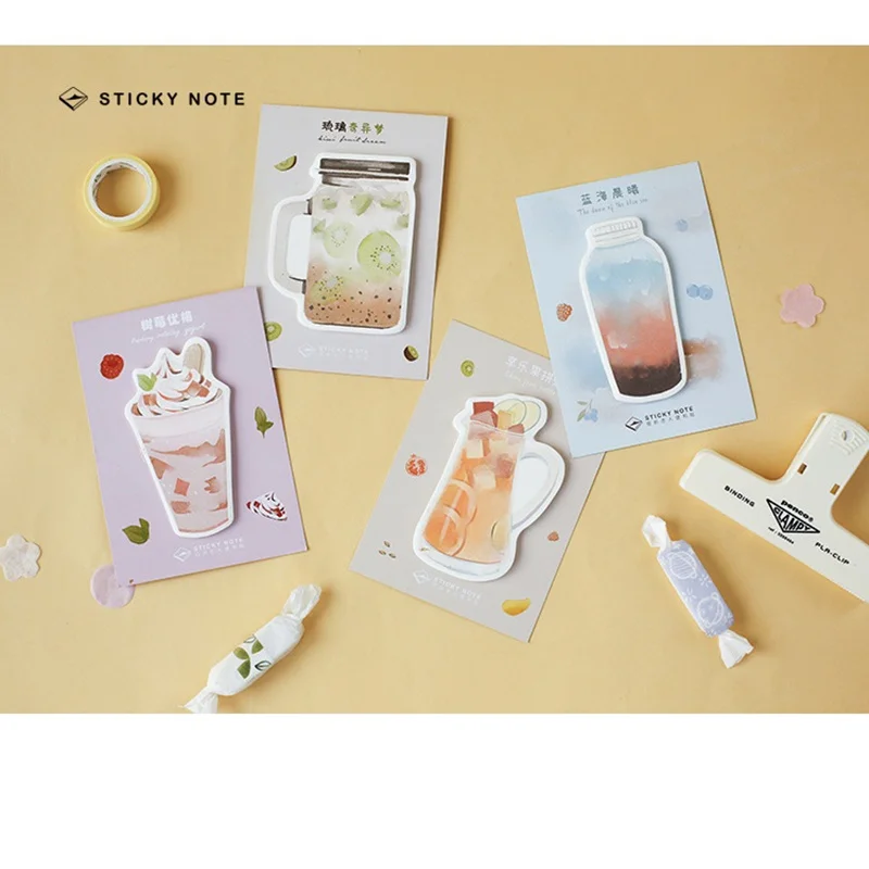 8 pcs beverage sticky notes afternoon tea yummy cheers post memo pad Marker it stickers Stationery Office School supplies EM134 |