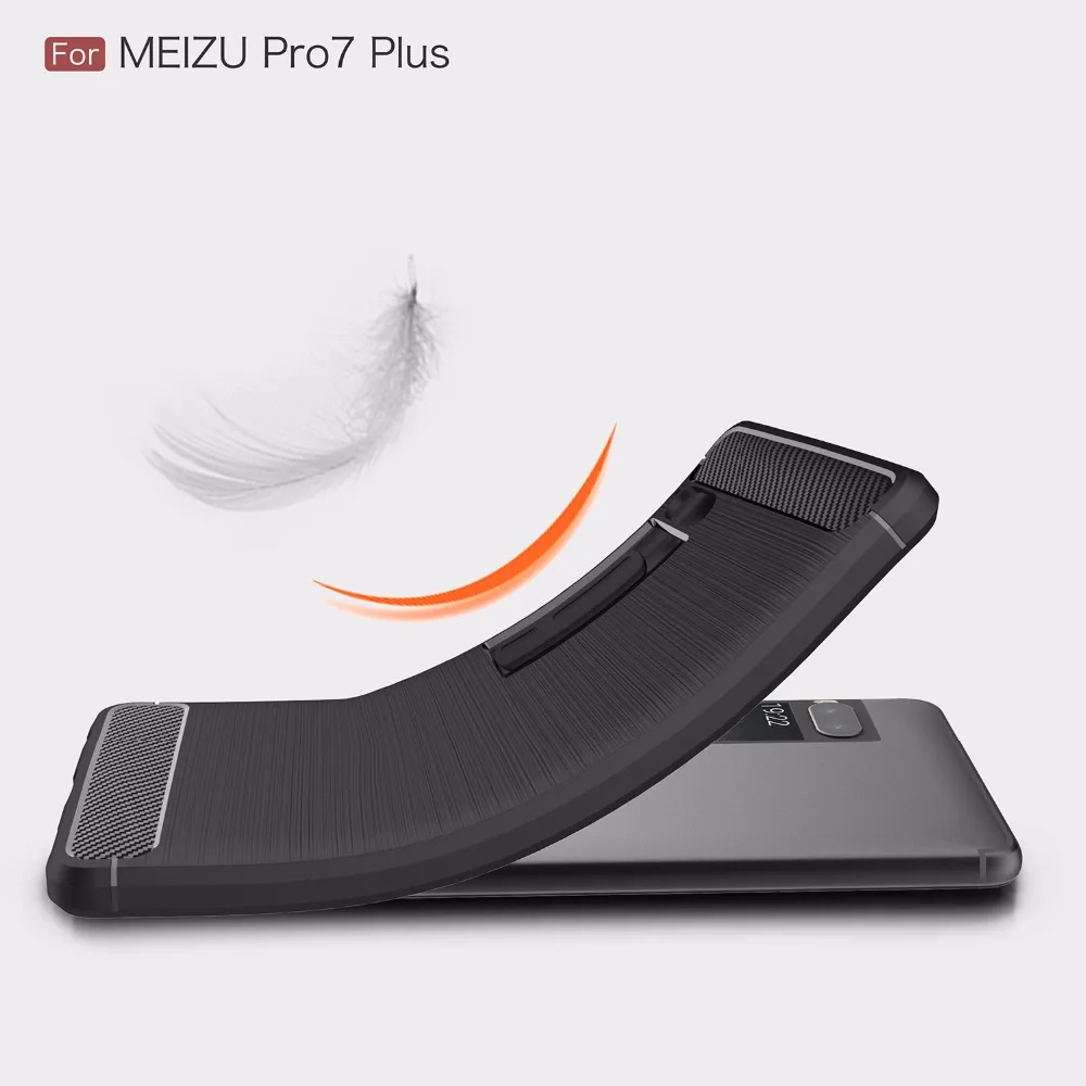 Чехлы для телефонов Meizu Pro 7 Plus углеродное волокно текстура матовый мягкий