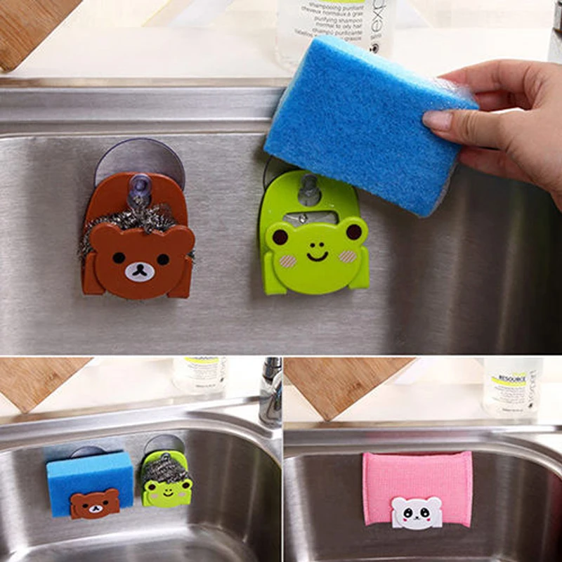 Cartoon Cute Bear Wall Mounted Type Bath Storage Box Organizer Kitchen Soap Bar Holder Drain Shelf Bag Rack | Дом и сад