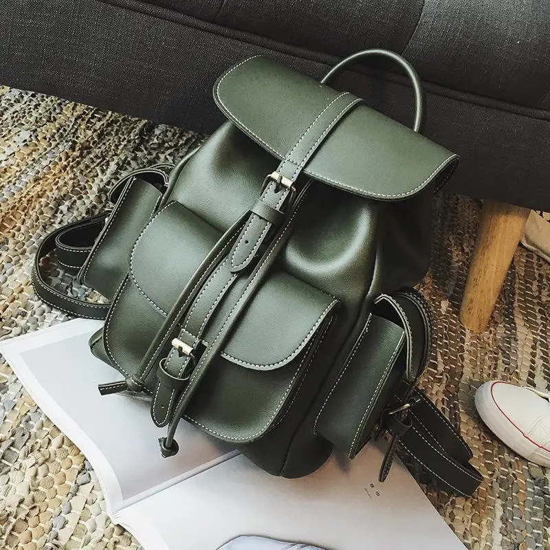 Женский рюкзак женские кожаные сумки-рюкзаки для девочек-подростков sac a dos femme mochilas mujer рюкзак женский школьный - Цвет: Green