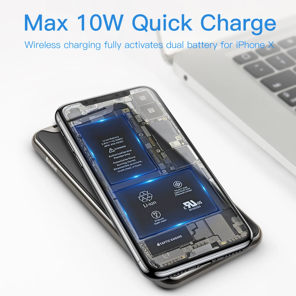 Беспроводное зарядное устройство Baseus 10 Вт с 3 катушками для iPhone X/XS/XR Max 8 Plus 11 Pro