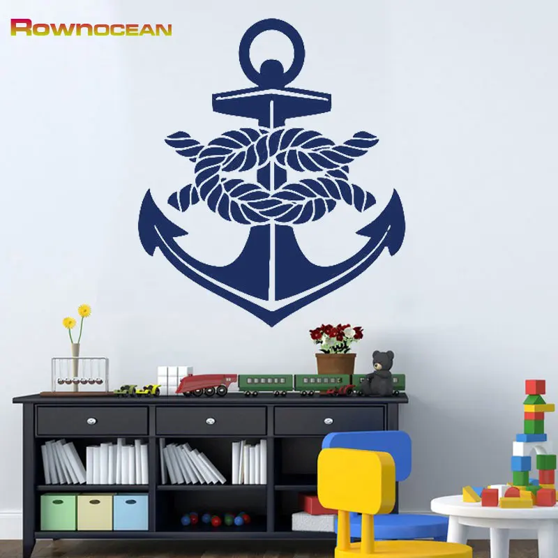 ROWNOCEAN морских домашний декор с рисунком якоря Настенные наклейки для украшения