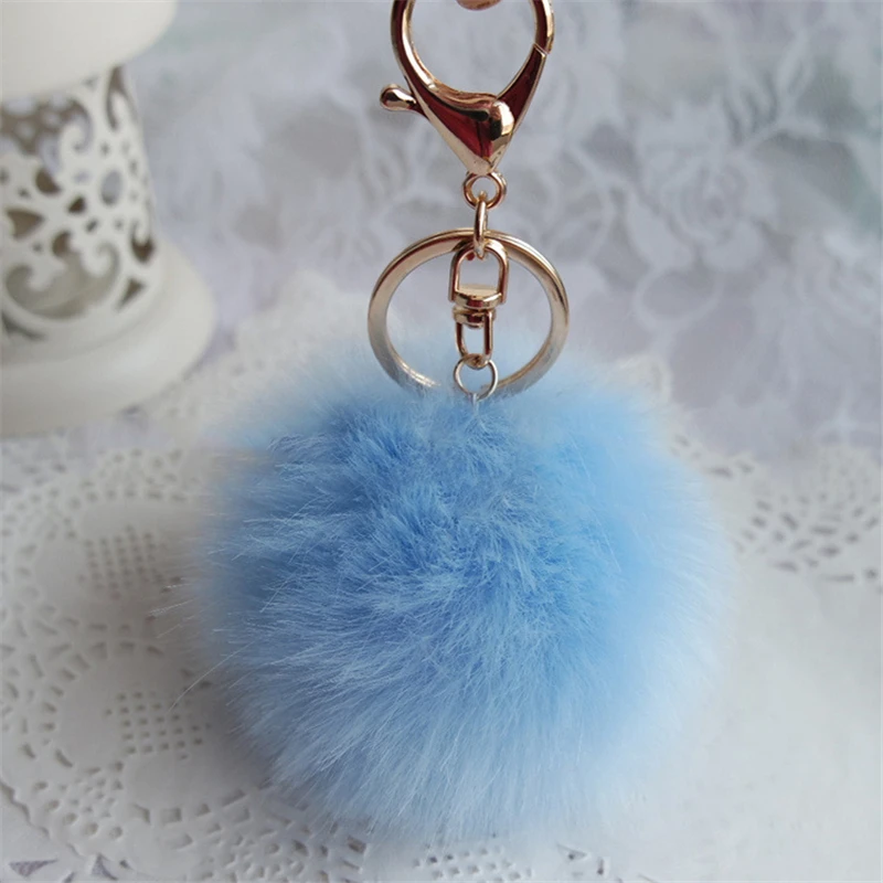 Милый пушистый кролик автомобильные брелки для женщин брелок с помпоном меховым