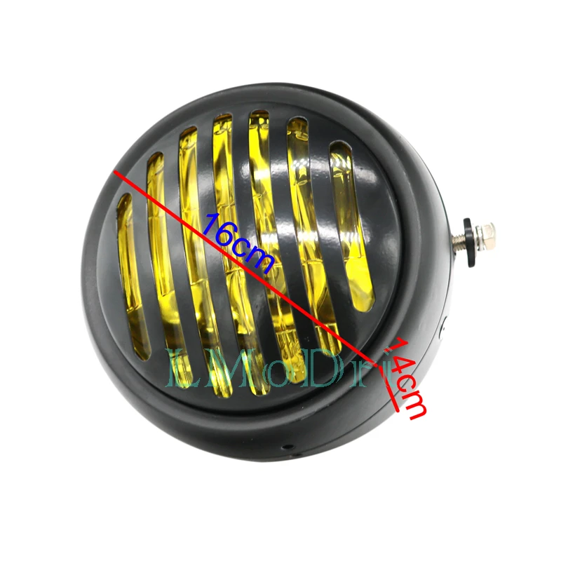LMoDri Motorcycle Front Headlight Motorbike Modified Headlamp With Mesh Cover For Harley /Bobber CG GN |