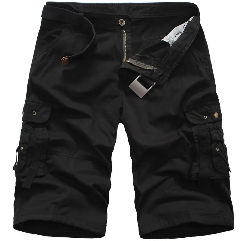 2018 Men's Multi Pocket Military Zipper Cargo Short Hot Sale breeches Male Summer Army Green Khaki Men Camo Shorts | Мужская одежда