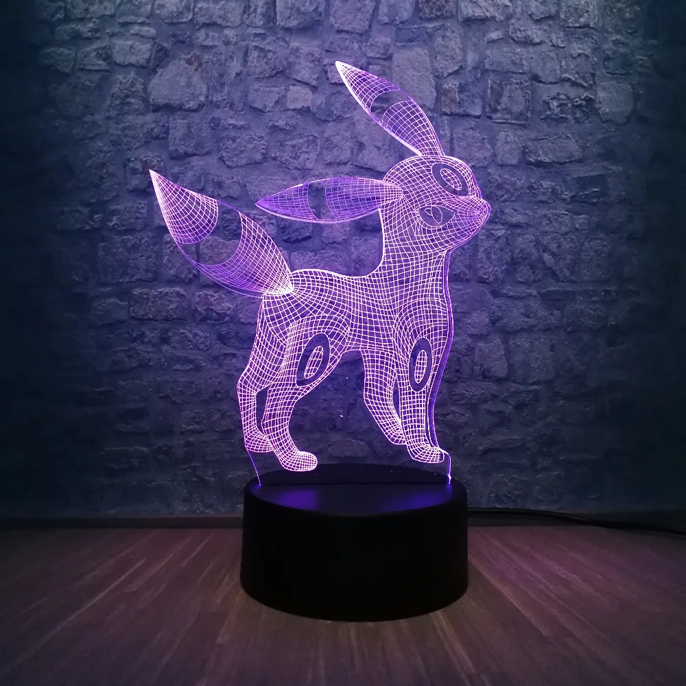 Покемон светодиодный 3d-ночник RGB Blub 7 цветов изменить спальню ночник детский декор комнаты рождественский подарок детские игрушки USB База переключатель