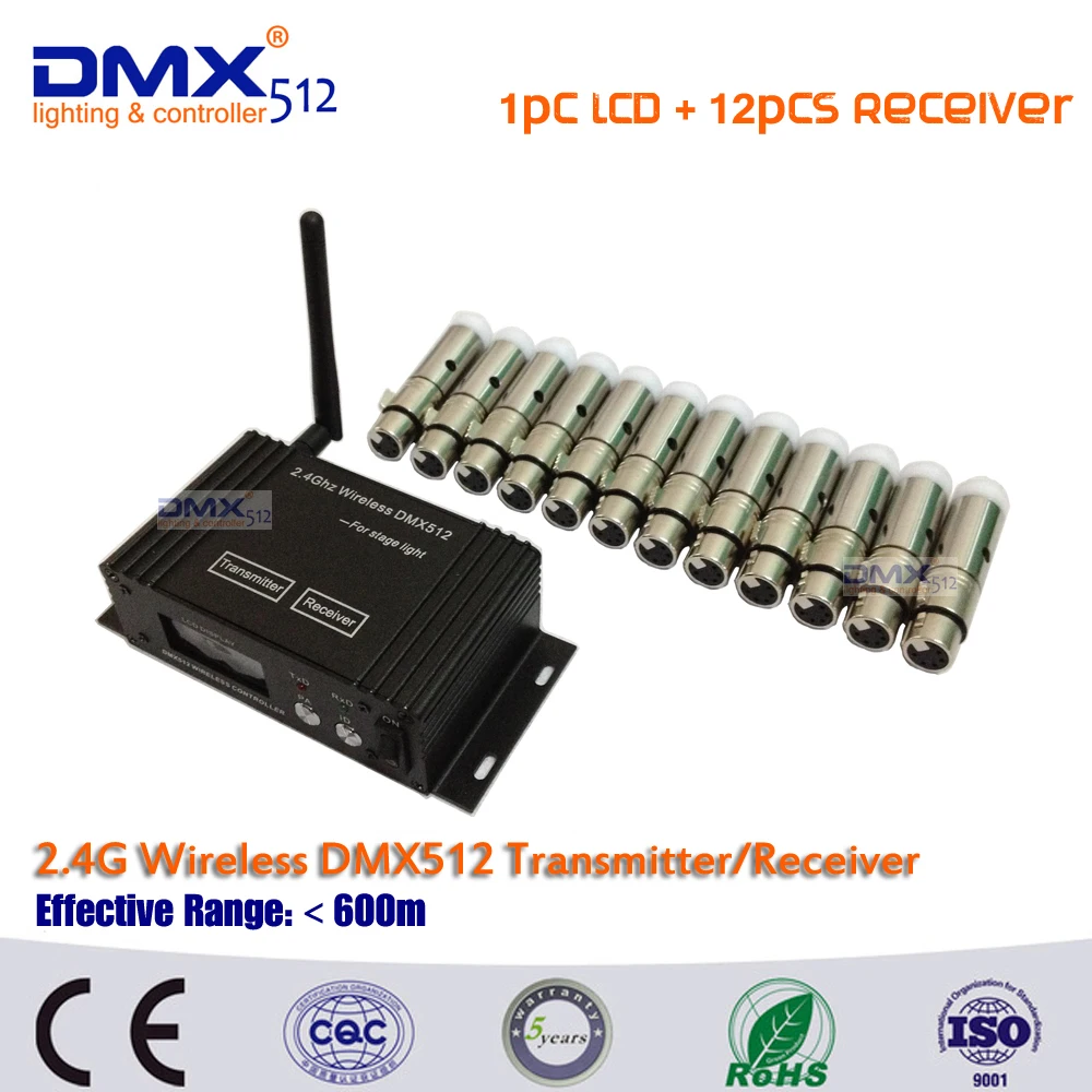 DHL Бесплатная доставка DMX512 беспроводной ЖК дисплей кабель передатчик и приемник 2