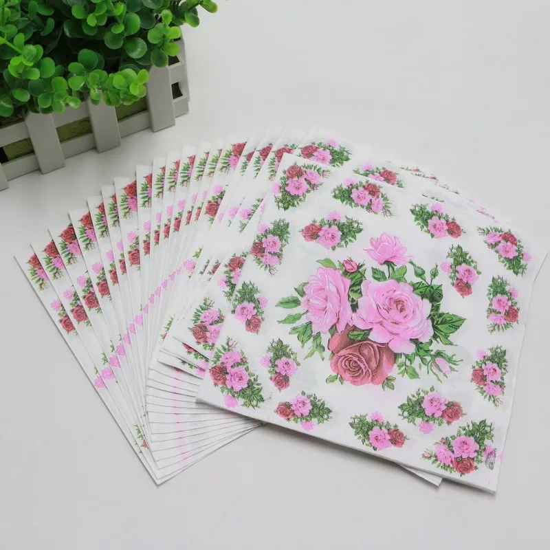 Wedding Events Party Theme Kids Favors Decoration Printing Flower Paper Napkins Baby Shower Happy Birthday Supplies 33cm*33cm | Дом и сад