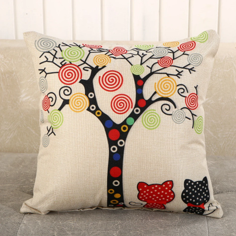 Льняные наволочки для подушек с принтом LOVE Happy tree, 45*45 см, романтичный чехол для подушек, постельные принадлежности для дома, декоративная наволочка для подушек в отеле