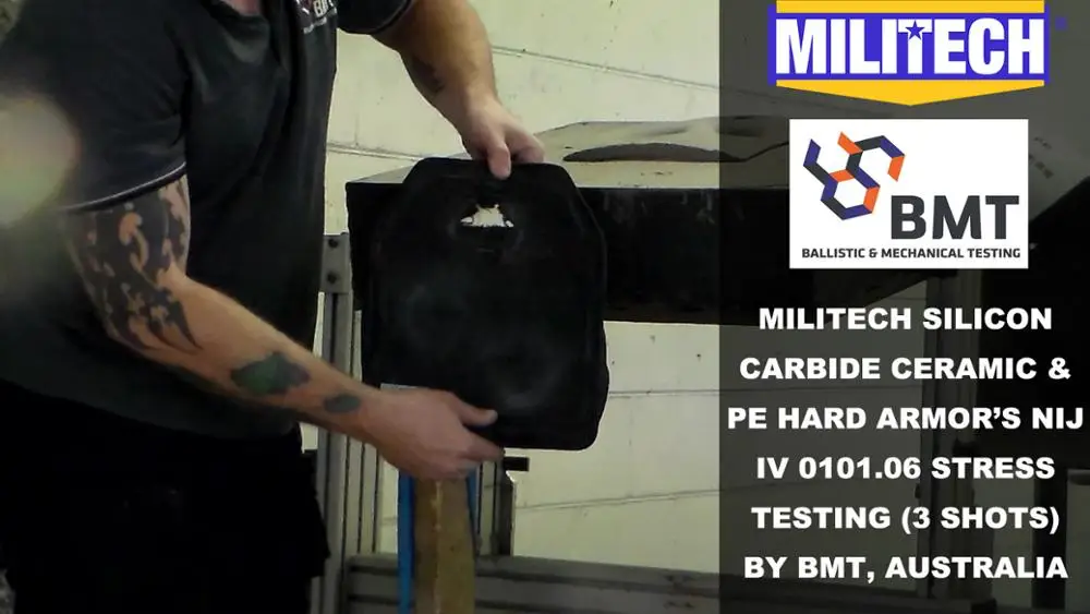 Видео для тестирования Militech NIJ IV 0101 06 SIC керамическая и полиэтиленовая панель
