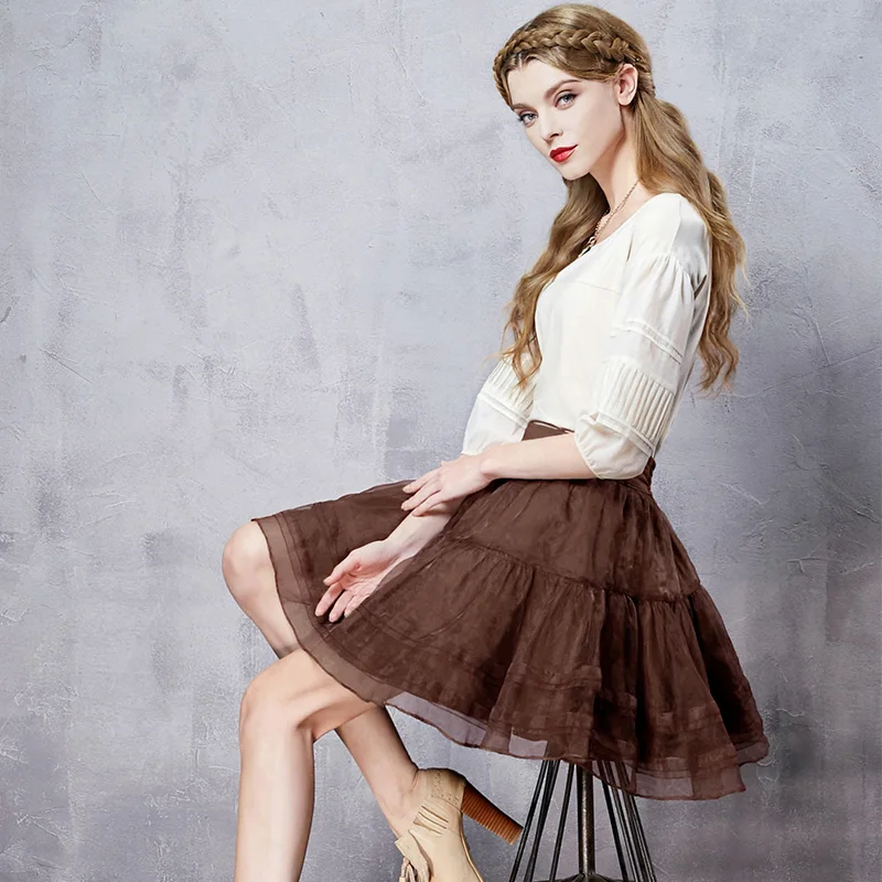 ARTKA 2018 Лето кофе коричневый пушистый тюль пачка зонтик kilt Одежда Нижнее белье