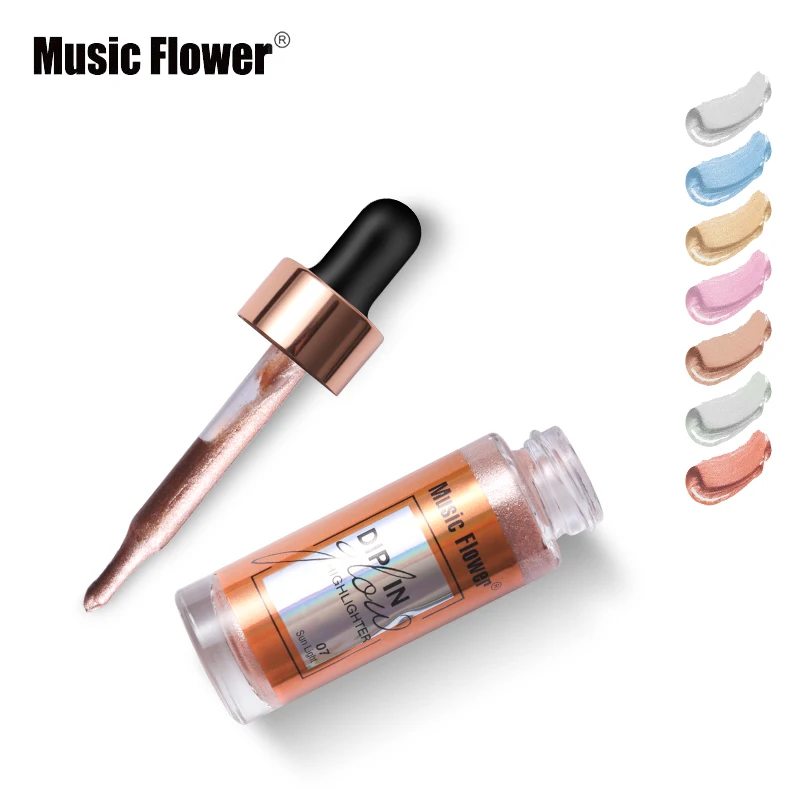 Music Flower Brand Bronzer Liquid Highlight Facial Makeup Highlighter iluminador Corrective Face Brightening Waterproof Make Up | Красота и