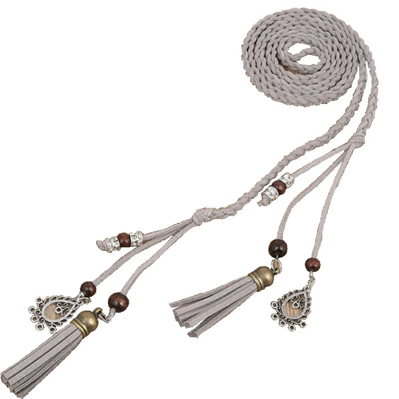 Женский украшенный тонкий ремень ручной работы вязаный пояс Веревка платье с