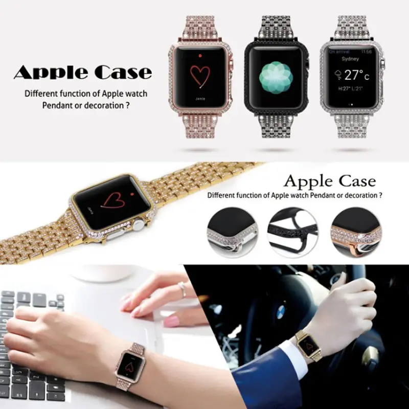 Для Apple Watch Series 3 iWatch Роскошный чехол для часов, сделанный вручную кристаллическим бриллиантовым корпусом, Защитная крышка для Apple Watch Series 1 2 3