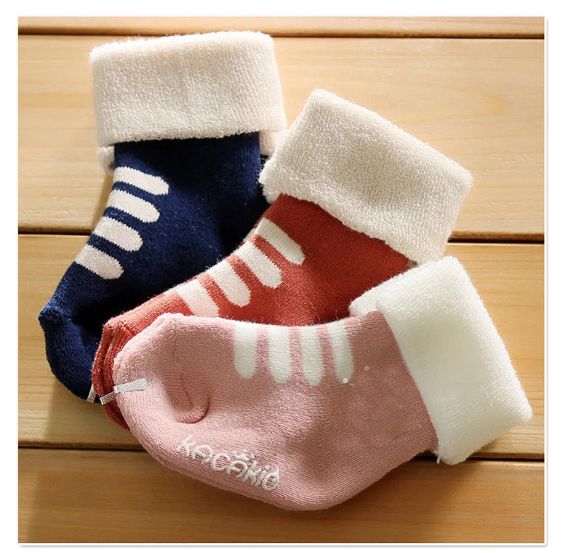Осенне-зимние хлопковые милые детские носки унисекс с рисунком