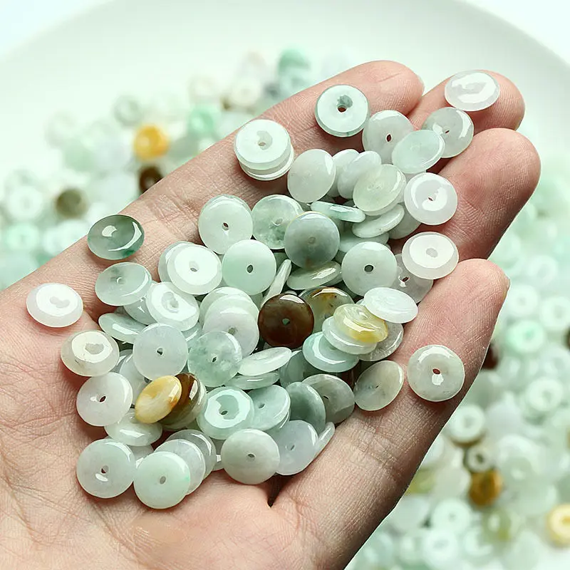 30 шт натуральный многоцветный нефрит (Jadeite) Luck Circle Loose DIY Bead оптом | Украшения и