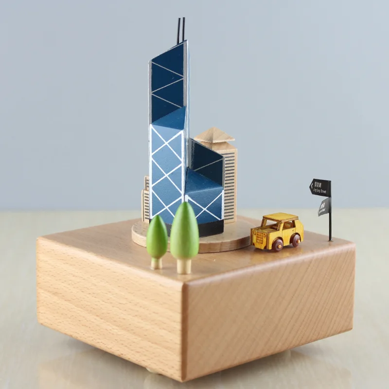 Креативная музыкальная шкатулка для деревянных поделок в банке Китая здание