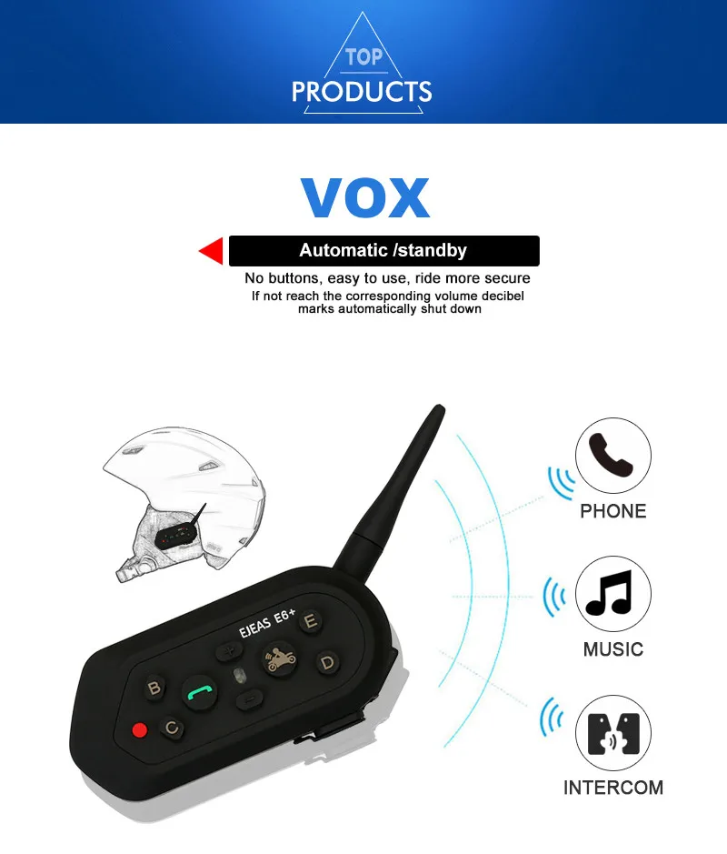 Моторное переговорное устройство E6 Plus с дистанционным управлением 1 2 км Bluetooth
