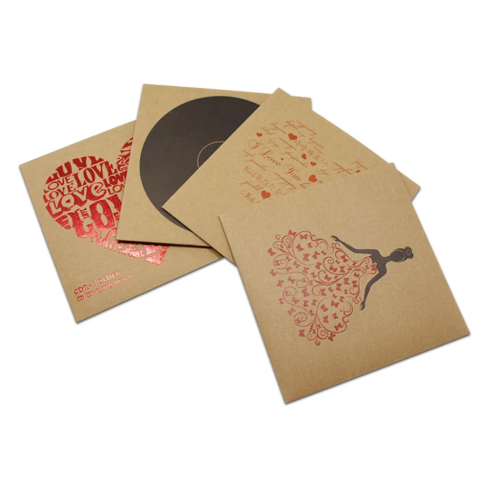 

30Pcs 4 Styles Kraft Paper Single CD Packaging Bag Papercard DVD Storage Case Party Event Greeting Cards Packing Envelope Boxes
