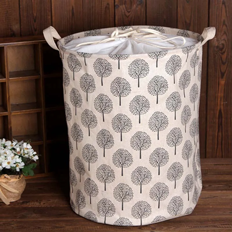 IVYSHION Cotton And Linen Storage Bucket Waterproof Dustproof Toy Basket Dirty Laundry 35cmx45cm | Дом и сад