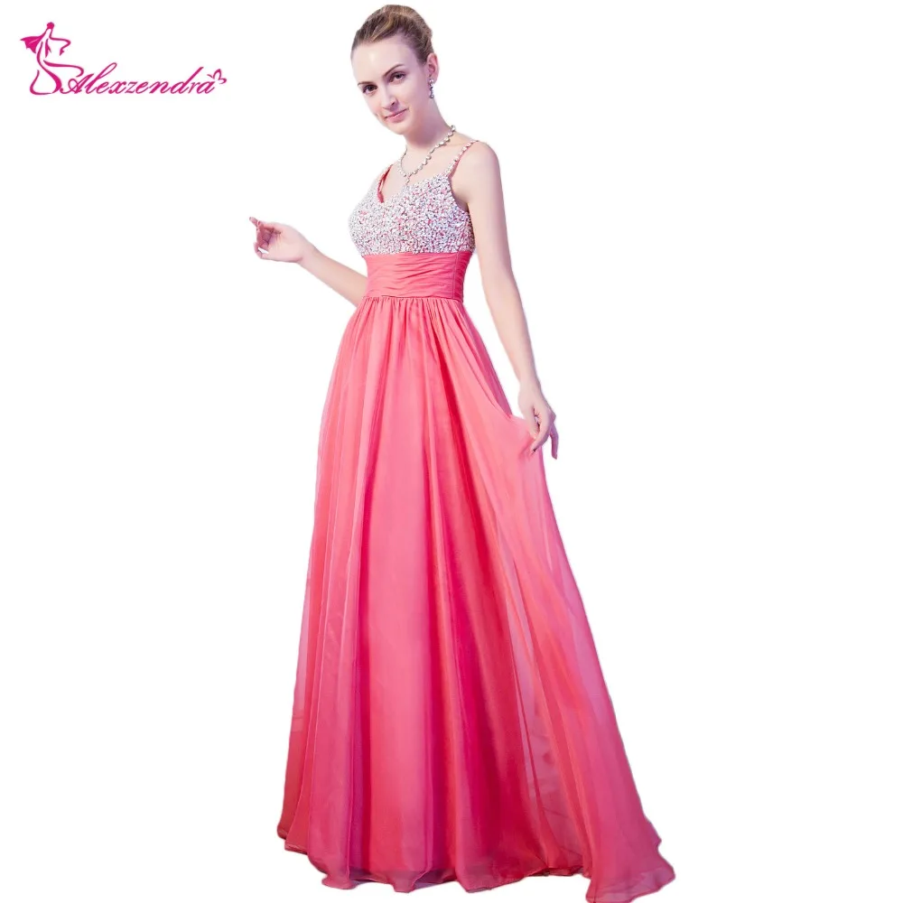 

Alexzendra/светло-розовые шифоновые длинные платья трапециевидной формы с бусинами для выпускного вечера; вечернее платье; нарядное платье на з...