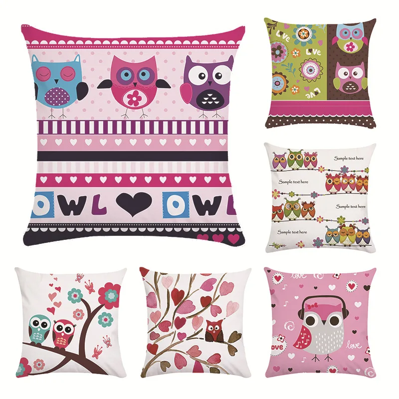 

Personalized Painted Woodpecker Pillow Cover Branches Leaves Flowers Color Decorative Bedroom Sofa Cushion Set
