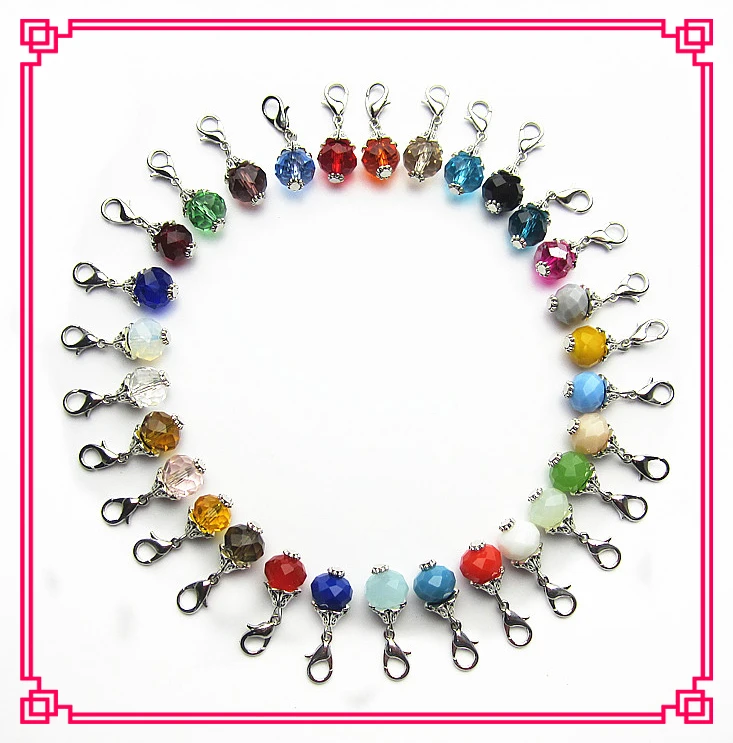 Хит продаж подвески смешанных цветов с кристаллами 30 застежкой карабином