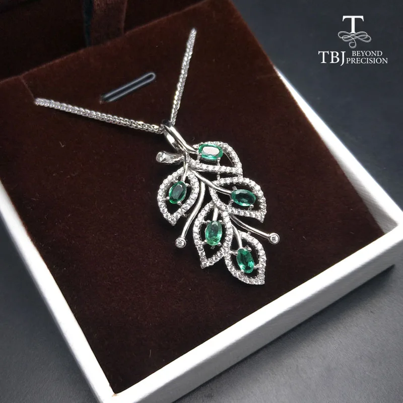 TBJ 100% натуральный Замбия 1ct изумруд подвески из стерлингового серебра 925 пробы с