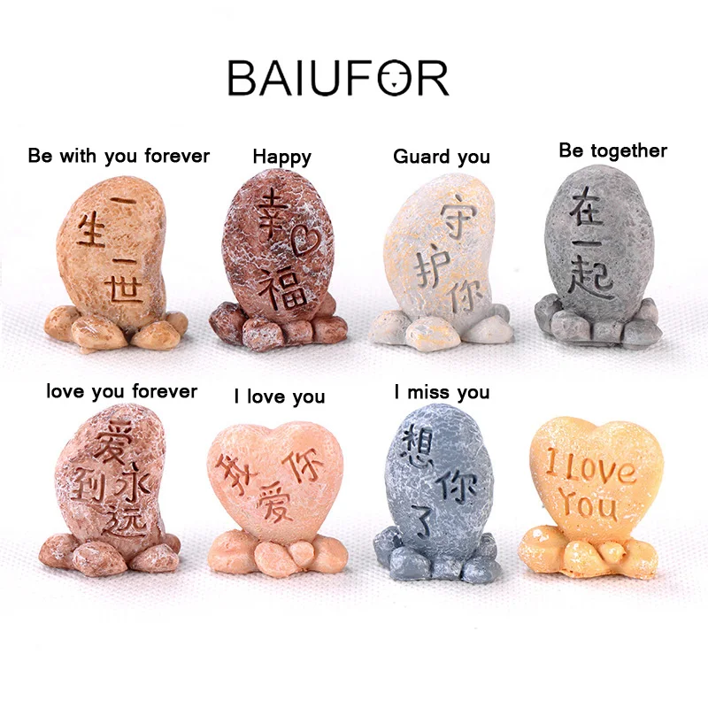 BAIUFOR миниатюрные любовные камни романтический пейзаж Декор Террариум фигурки