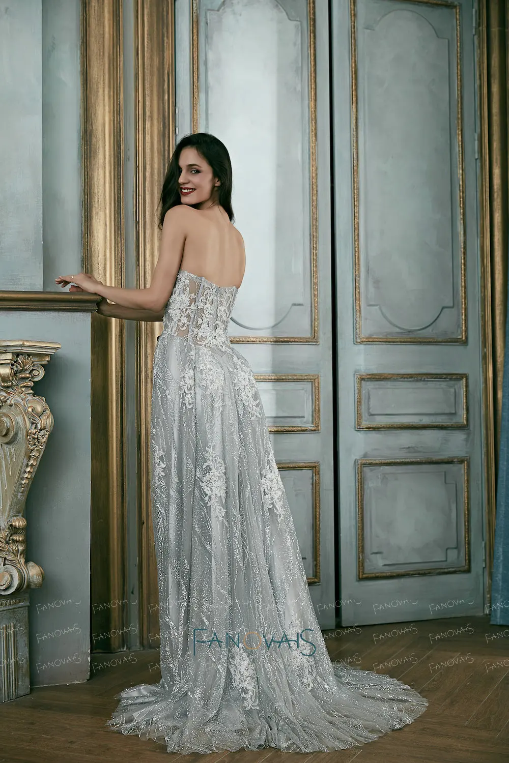 Серебристо Серый Вечерние Платья Блеск Ткани Особый Случай Платье Vestido De Festa Robe