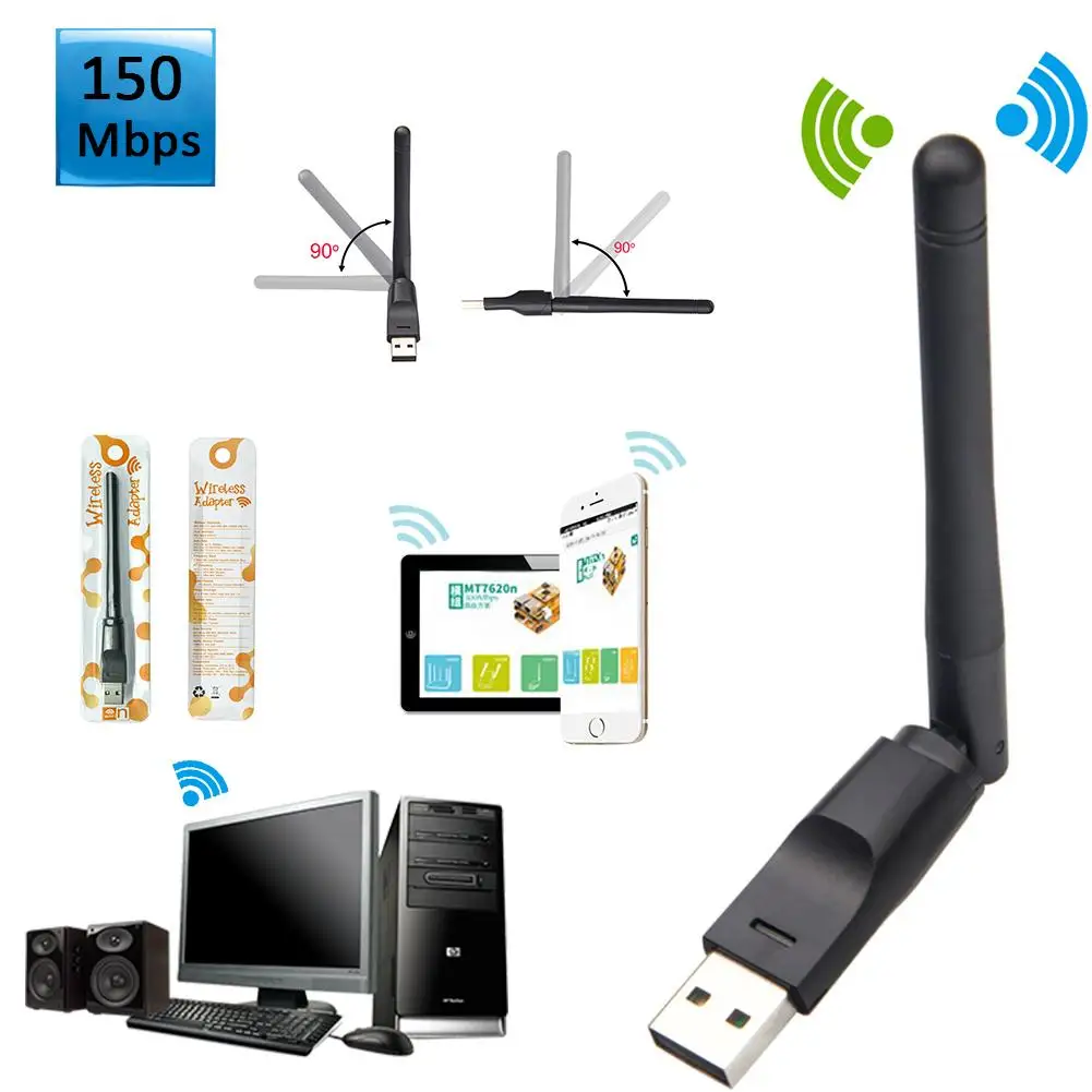 150 Мбит/с USB с высоким коэффициентом усиления WiFi беспроводной адаптер с антенной для 0/8/7/XP/Vista Mac OS
