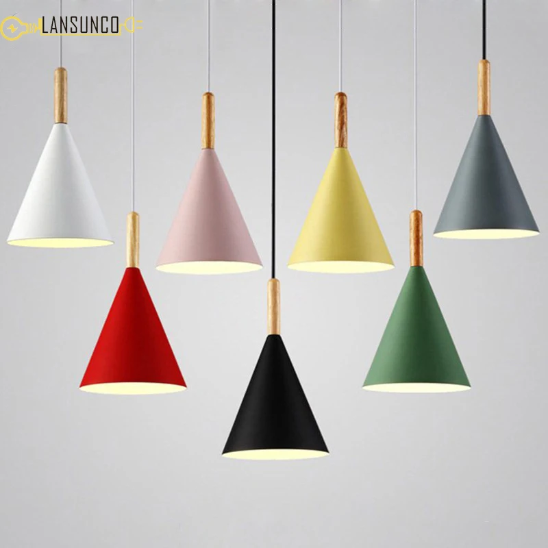 Современные подвесные светильники скандинавские лампы алюминиевая древесина E27