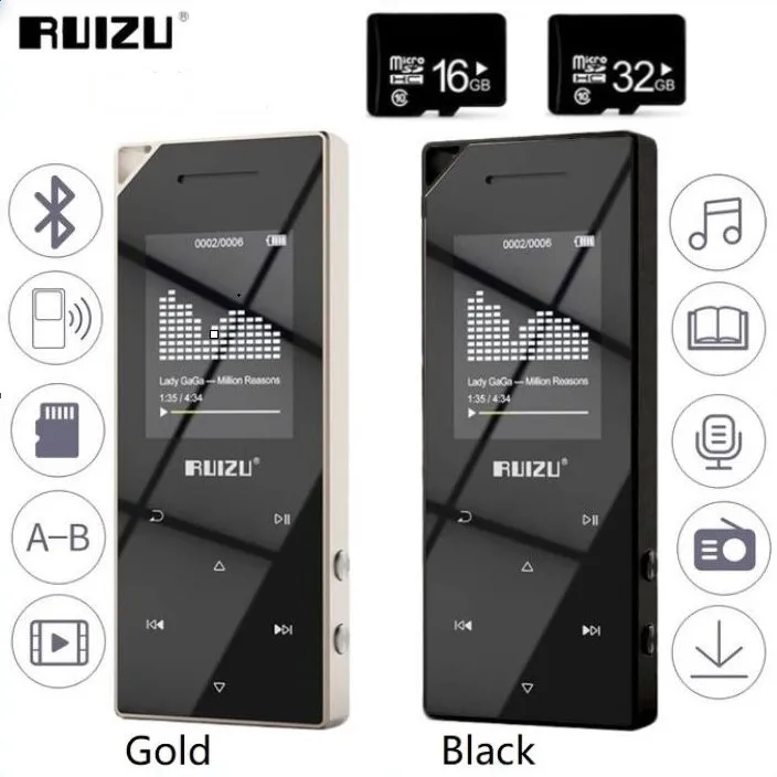 Музыкальный плеер Ruizu D05 Bluetooth 8 ГБ/16 ГБ светодиодный сенсорный экран MP3