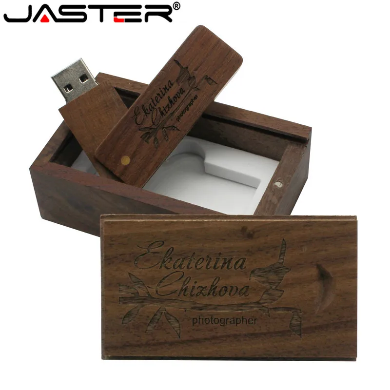JASTER Натуральные Деревянные usb + коробка USB флэш накопитель bamboo pendrive 4G 8GB 16GB 32GB