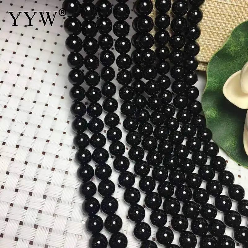 Натуральные камни черные турмалиновые бусины класса AAA Круглый октября