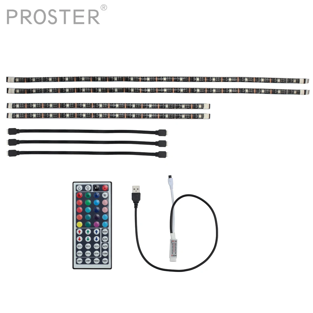 Светодиодная лента Proster для смены цвета 5 В RGB 5050 USB 2x40 + 2x60 см ТВ приставка