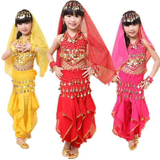 Детский комплект для танца живота Одежда танцев индийский костюм одежда