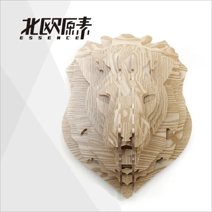 2016 НОВЫЙ творческий львиная голова гобелены 3D дерева Скандинавском стиле