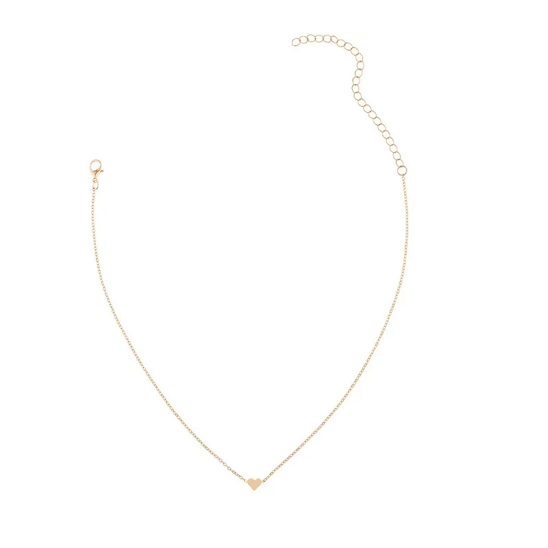 Ожерелье-чокер женское золотистое с кулоном в виде сердечка | Украшения и