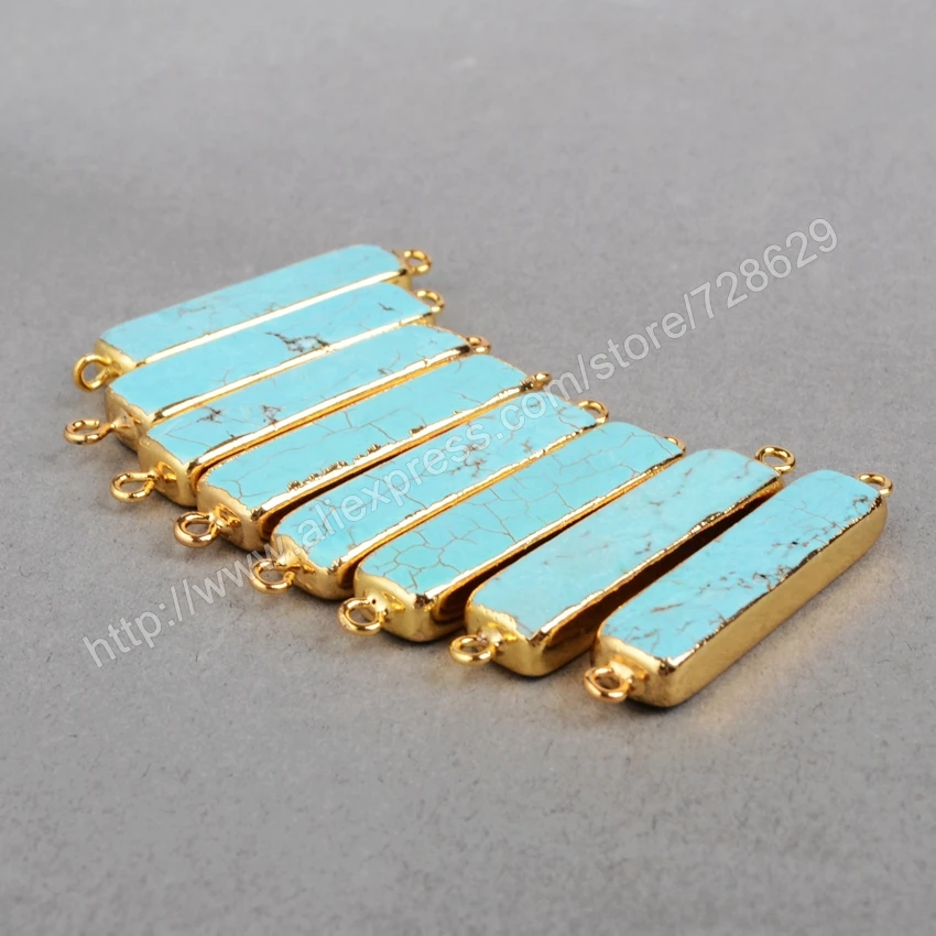 BOROSA 10 шт./лот Новое поступление золотой цвет прямоугольник Howlite синий камень