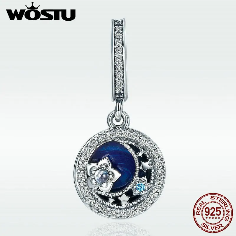WOSTU Новая коллекция 925 пробы Серебряная Лунная звезда синяя чарующая подвеска