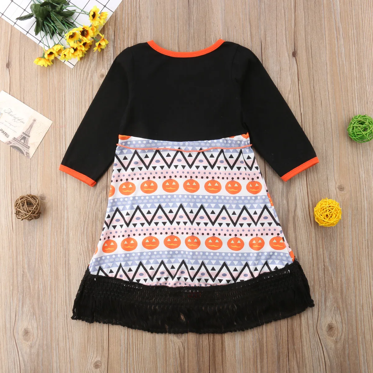 Emmababy Halloween Kids Baby Girl Pumpkin Party Tutu Dress Tassel Dresses Clothes Costume | Детская одежда и обувь