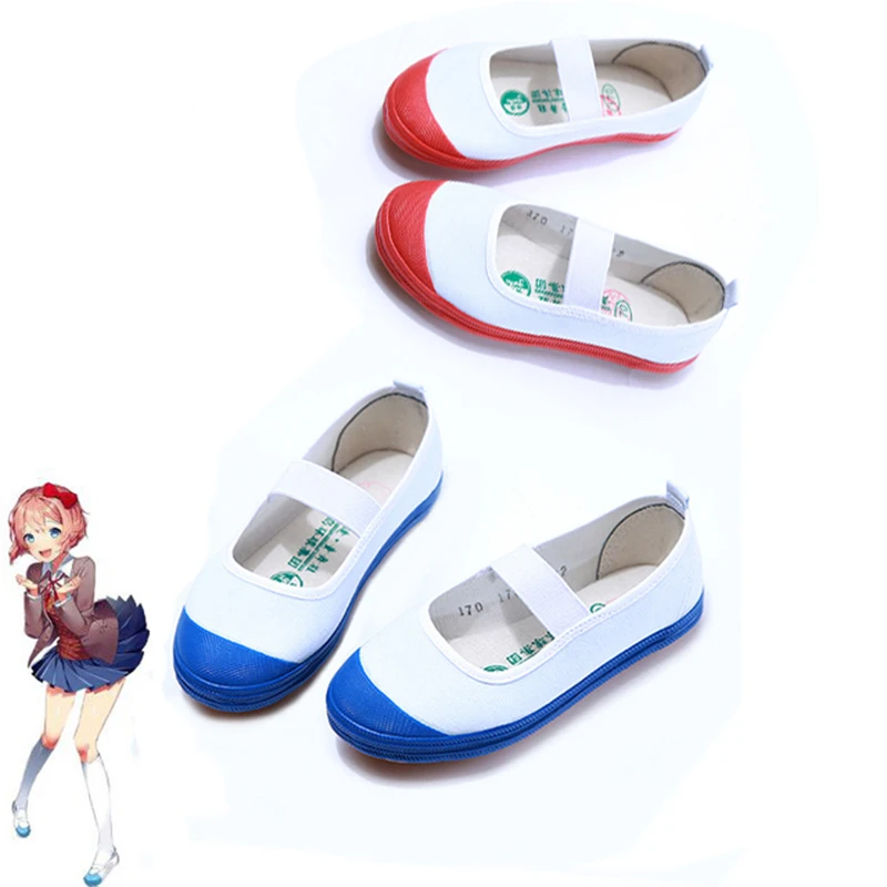 2019 игра Doki Literature Club Cosplay Shoes Sayori Yuri Natskuki спортивная обувь для женщин синяя красная