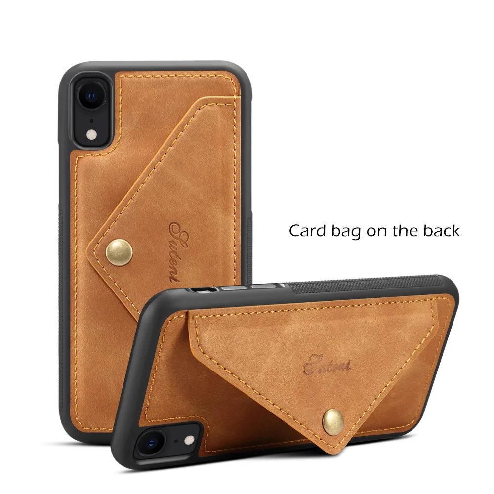 Роскошная задняя Сумка для карт Wallte чехол iPhone X XR Xs Max 6 7 8 Plus противоскользящая